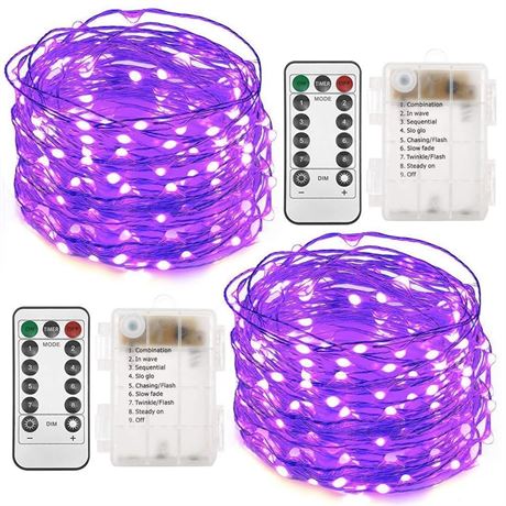 Twinkle Star 2 Pack Halloween Fairy Lights Battery Operated, 33 ft 100 Led