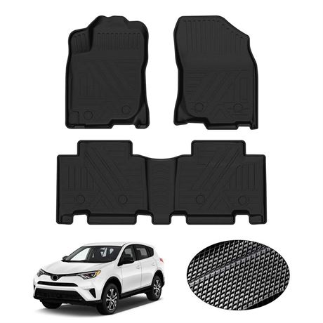 KUST All Weather Floor Mats for Toyota RAV4 2013 2014 2015 2016 2017 2018 (No