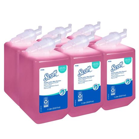 Scott® Gentle Lotion Skin Cleanser (91556), Floral, Pink, 1.0 L Bottles, 6