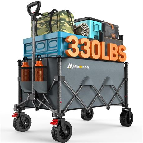 Blomoba Collapsible Wagon Cart with Wider Wheels, 330lbs Heavy Duty Foldable