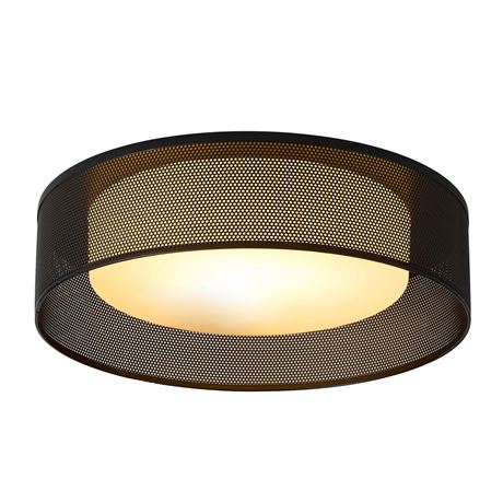 Flush Mount Ceiling Light, 14-inch Black Ceiling Light Fixture with Frosted