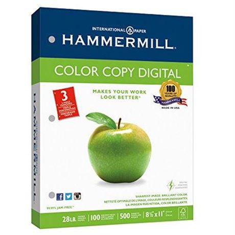 Hammermill Paper  Color Copy Digital  28lb  8.5 X 11  3 Hole Punch  100 Bright