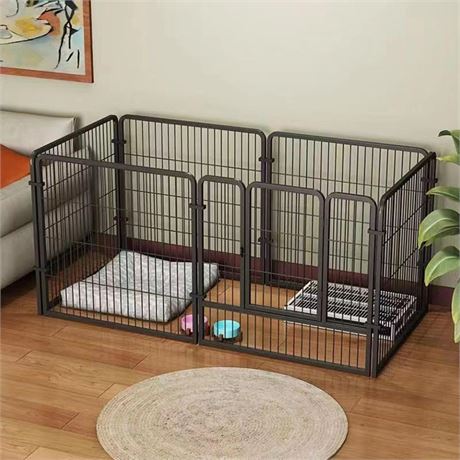 Fhiny Dog Playpen, 6 Panels Indoor Doggy Fence Exercise Pen Portable Puppy