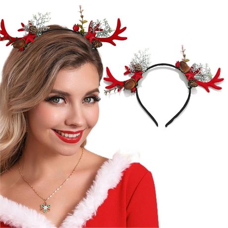 GORTIN Christmas Headbands Reindeer Antlers Headband Flower Xmas Head Hoop Deer