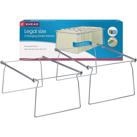 2/Pack Smead 64873 Hanging Folder Frame, Legal Size, 23-27' Long, Steel, 2/Pack