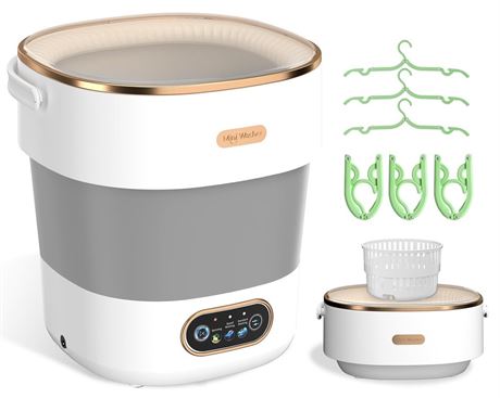 Portable Washing Machine, Mini Washer and Spin-Dryer With Folding Hanger, 16L