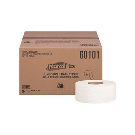 100% Recycled Bathroom Tissue  Septic Safe  2-Ply  White  3.3 X 1000 Ft  12