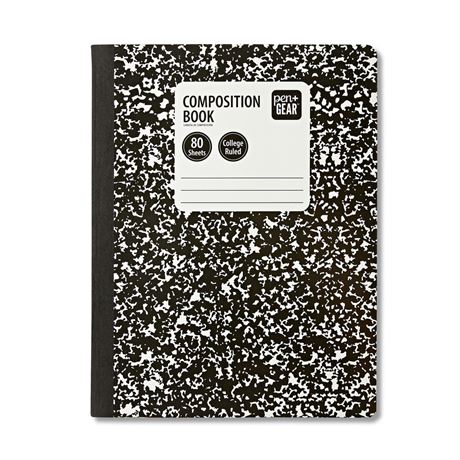 Pen+Gear College Ruled Composition Book, 7.5 x 9.75 Inches, Marble Cover, 80