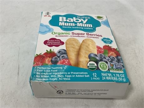 Mum-Mums Baby Mum-Mum Organic Super Berries Gentle Teething Wafers Baby Snack,