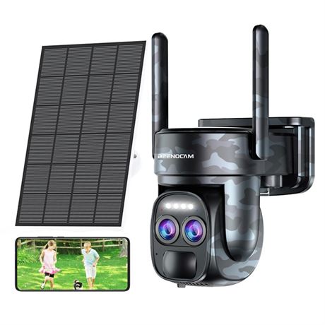 4K Solar Security Cameras Wireless Outdoor,360°PTZ Battery Powered Security