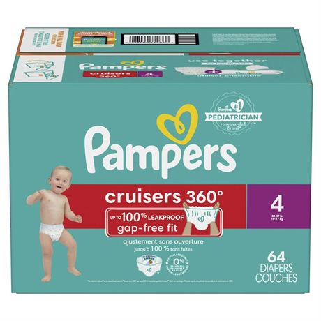 Pampers Cruisers 360 Diapers Size 4, 64 Count