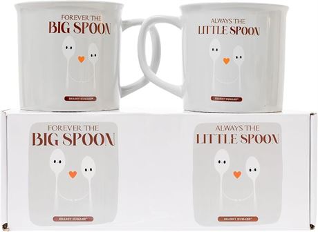 Big and Little Spoon Coffee Mug Set, 20 oz, Gray Ceramic, Couples Gift