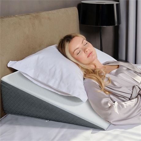 Kolbs Bed Wedge Pillow with Memory Foam Top | Stylish Chic Jacquard Cover |