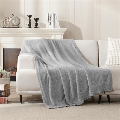 Knit Throw Blanket Super Soft Warm Blanket for Couch Lightweight Fluffy Blanket