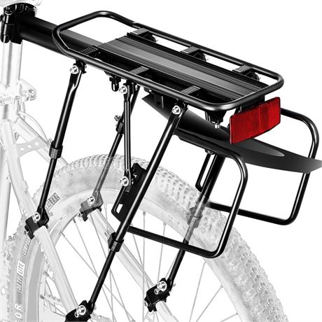 Rear Bike Rack,310 LB Capacity Solid Bearings Bike Cargo Rack w/Fender & Large