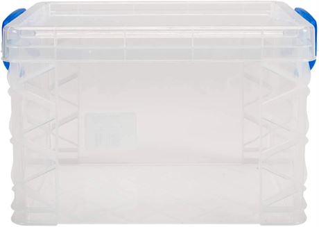 Storage Studios Super Stacker Storage Box-10.12"X7.5"X6.5" Clear/Blue Handles