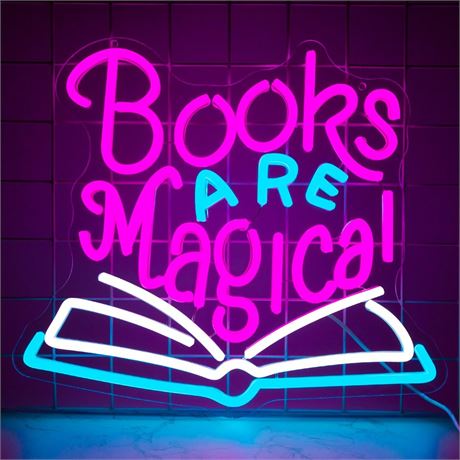 Books are Magical Neon Sign, Neon Signs for Wall Decor, Dimmable Led Signs for
