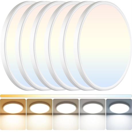 6Pack LED Flush Mount Ceiling Light: 12 inch Super Slim Dimmable & 5CCT