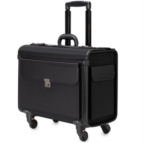 Alpine Swiss Laptop Rolling Briefcase 4 Wheels Pilot Lawyer Attache Travel Case