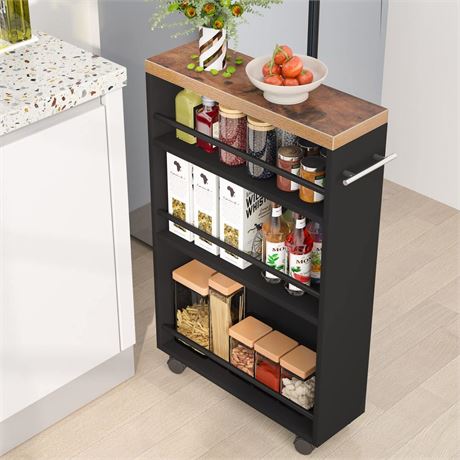 Tribesigns Slim Storage Cart, Rolling Narrow Kitchen Cart on Wheels for Small