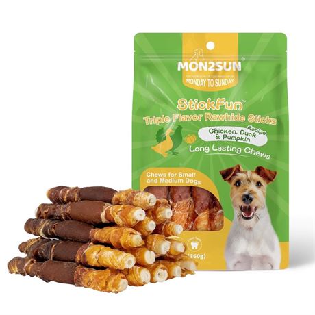 MON2SUN Chicken Liver Duck & Chicken Wrapped Rawhide Small Dog Treats, 13 oz