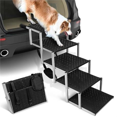 Niubya Dog Ramps for Cars, Portable Folding Dog Stairs for Cars, SUV, Trucks,