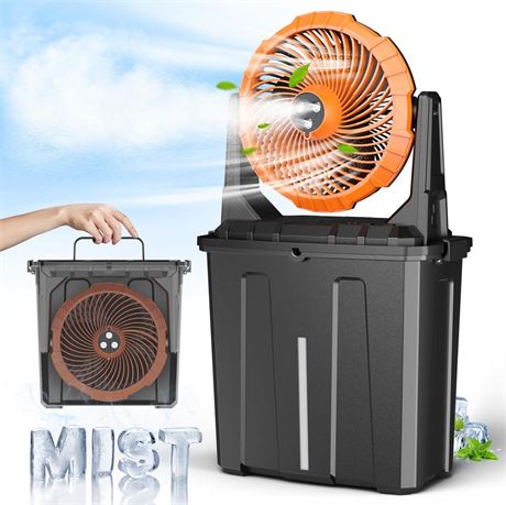 Ausic 9L Bucket Portable Misting Fan for Outdoors Patios, 20000mAh Rechargeable