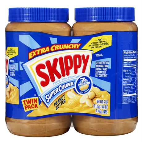 SKIPPY SUPER CHUNK Peanut Butter Twin Pack 2-Pack, Shelf-Stable, 40 oz Plastic
