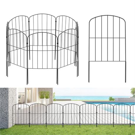 No Dig Decorative Garden Fence 12 Panels, 13ft (L) x 24in (H) Rustproof Metal