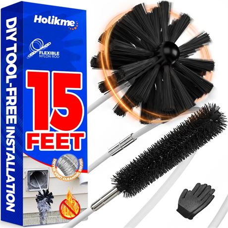 Holikme 15 Feet Dryer Vent Cleaner Kit, Lint Remover, Extends Up to 15 Feet,
