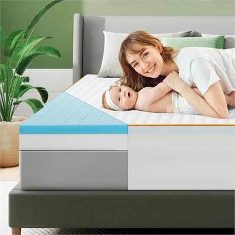 3 Inch Firm Mattress Topper Queen Size - Extra Firm Gel Memory Foam Mattress