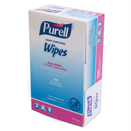 Purell Premoistened Sanitizing Hand Wipes,Fragrance Free, 100/Box Fragrance