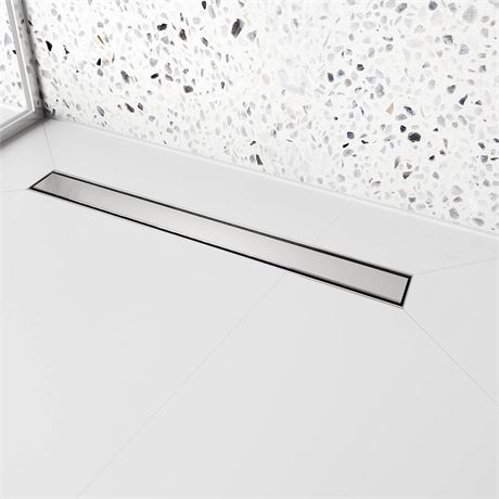 24 inch Linear Shower Drain with Removable Square Hole Panel by Using Brushed