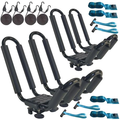 2 Pairs Heavy Duty Kayak Rack-Includes 4 Pcs Ratchet Tie-Mount on Car Roof Top