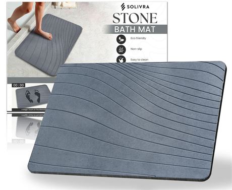 Stone Bath Mat - Quick Dry Diatomaceous Earth Bathroom Mat - Super Absorbent