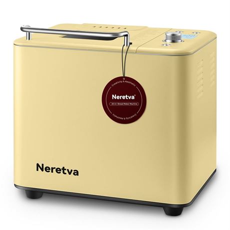 Neretva 20-IN-1 Bread Maker, Dual Heater 2LB Bread Machine BPA-Free Material &