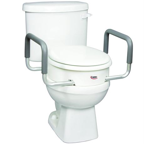 Carex 3 Inch Raised Toilet Seat with Arms - For Elongated Toilets, Elevated