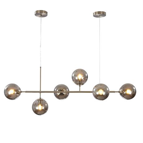 KCO Modern 6-Light Ceiling Pendant Lighting Mid-Century Glass Globes Sputnik