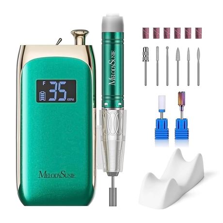 MelodySusie Professional Clip-On Rechargeable Nail Drill with Premium