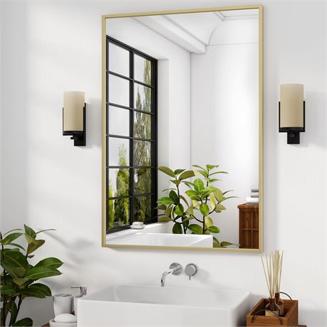 HARRITPURE 24"x32" Rectangle Mirror Bathroom Mirrors for Over Sink Framed | for