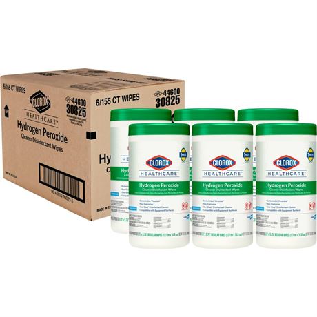 Clorox Healthcare Hydrogen Peroxide Wipes, 155 Count, Pack of 6 (Package May