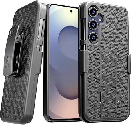 onn Rugged Phone Case with Kickstand for Samsung Galaxy S25 - Black