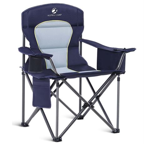 ALPHA CAMP Oversized Camping Folding Chair Heavy Duty Lawn Chair with Cooler