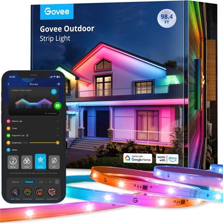 Govee Outdoor LED Strip Lights Waterproof, 98.4ft Smart Outdoor Lights Work