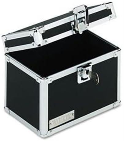 Vaultz Locking Index Card File with Flip Top Holds 450 4 x 6 Cards, Black