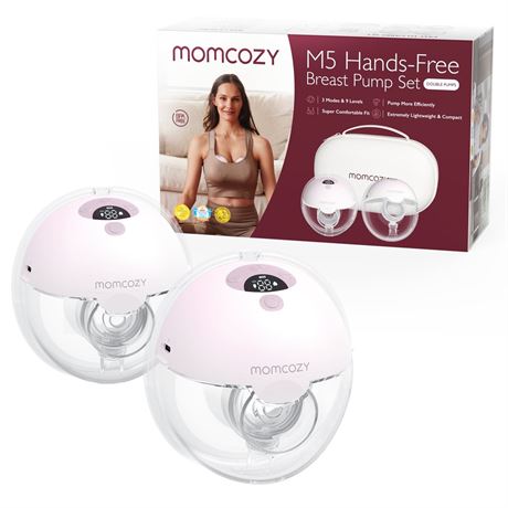 Momcozy M5 Hands-Free Wearable Breast Pump 3 Modes 9 Suction Levels Portable