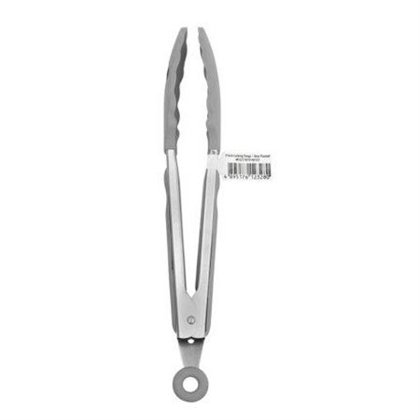 Mainstays 9  Stainless Steel Tongs Silicon Head and Locking Soft Grip Handle
