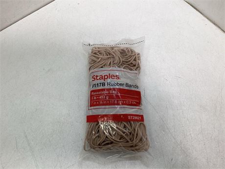 Staples Premium Rubber Bands, #117B, 1 Lb. Bag, 200/Pack (28621-CC)