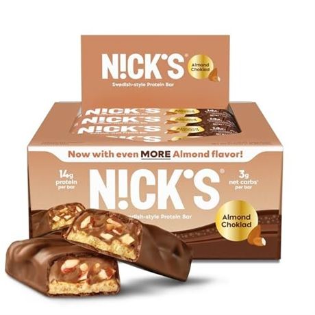Nick's Protein Bars Almond Chocolate | 14g Protein | 220 Calories | Low Carb