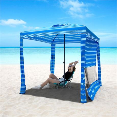 HOMEDEMO Beach Cabana for Sand UPF 50+, 6'×6' Beach Canopy Easy Set up and Take